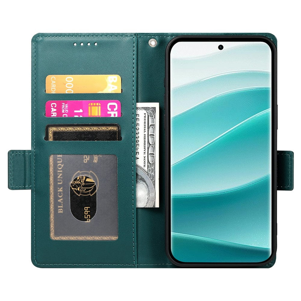 For Xiaomi Redmi Note 15 Pro 5G (Global) Stand Case PU Leather Wallet Phone Cover - Blackish Green