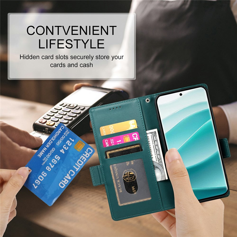 For Xiaomi Redmi Note 15 Pro 5G (Global) Stand Case PU Leather Wallet Phone Cover - Blackish Green