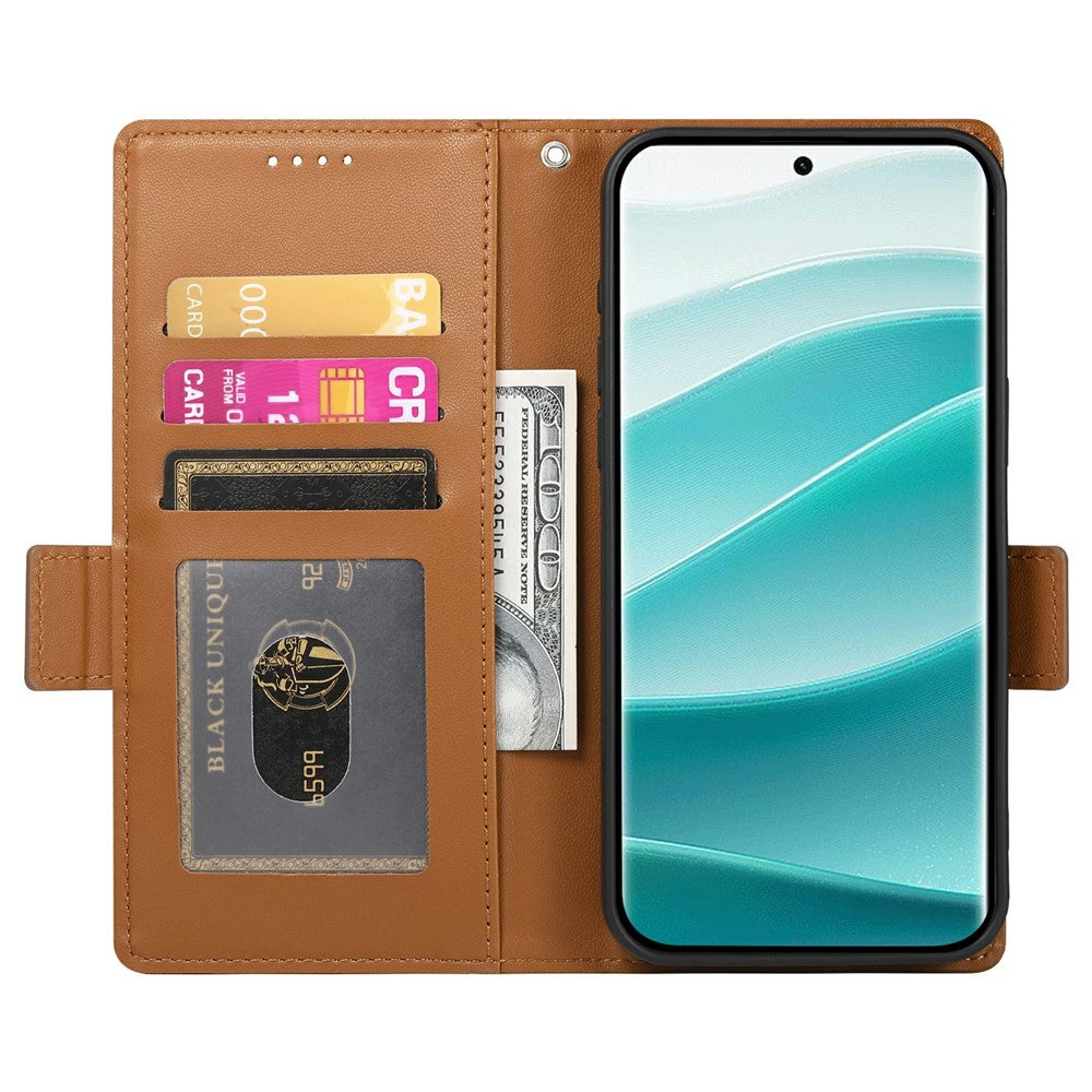 For Xiaomi Redmi Note 15 Pro 5G (Global) Stand Case PU Leather Wallet Phone Cover - Brown