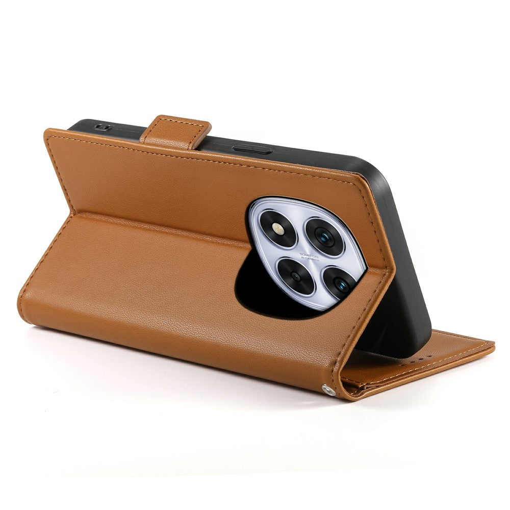 For Xiaomi Redmi Note 15 Pro 5G (Global) Stand Case PU Leather Wallet Phone Cover - Brown