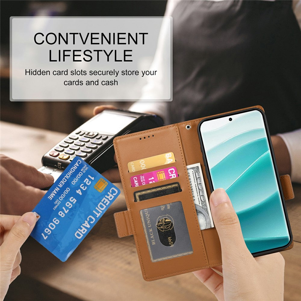 For Xiaomi Redmi Note 15 Pro 5G (Global) Stand Case PU Leather Wallet Phone Cover - Brown