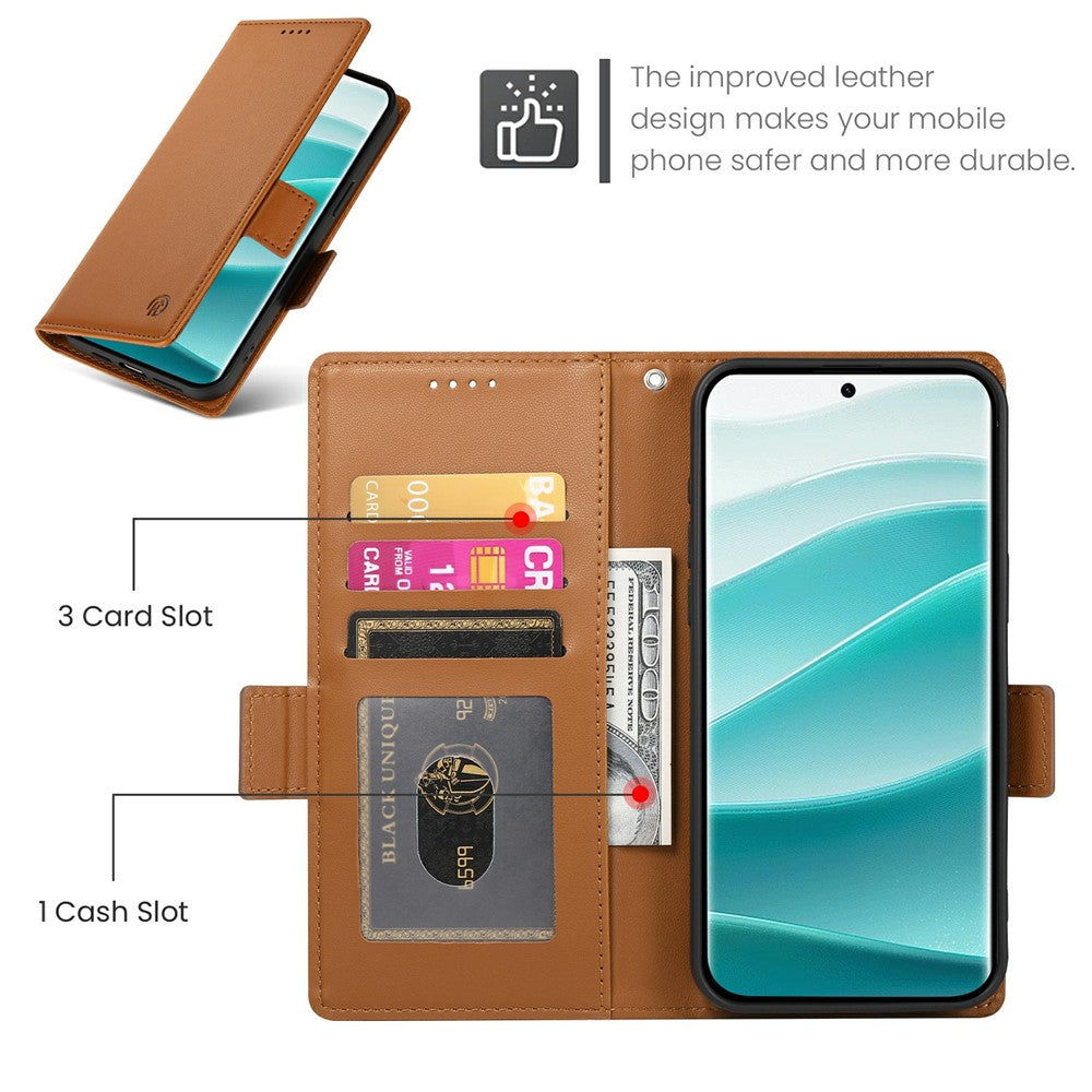 For Xiaomi Redmi Note 15 Pro 5G (Global) Stand Case PU Leather Wallet Phone Cover - Brown