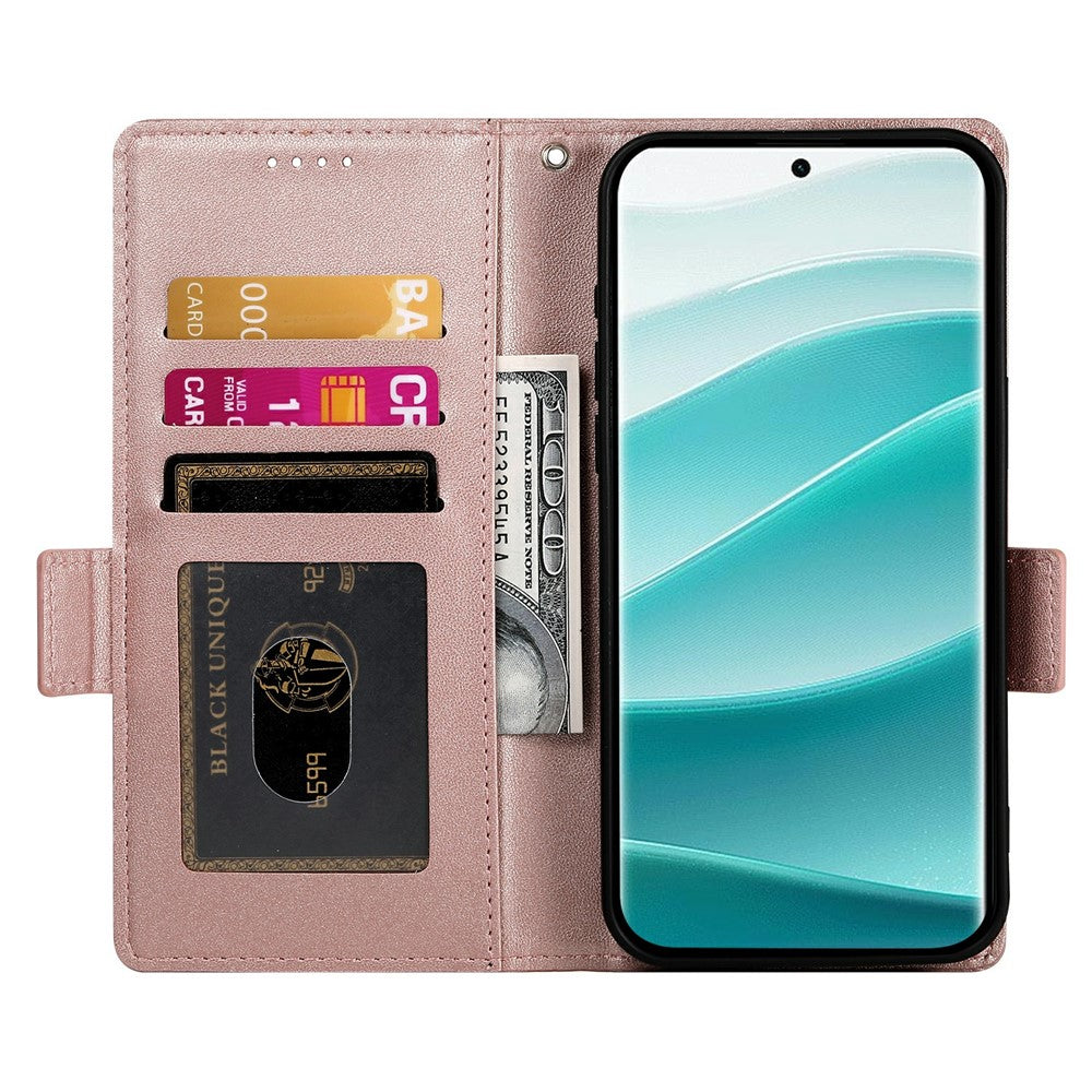 For Xiaomi Poco M8 Pro 5G / Redmi Note 15 Pro+ 5G (Global) Stand Case PU Leather Wallet Phone Cover - Rose Gold