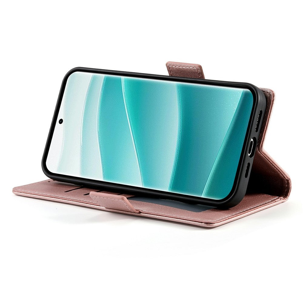 For Xiaomi Poco M8 Pro 5G / Redmi Note 15 Pro+ 5G (Global) Stand Case PU Leather Wallet Phone Cover - Rose Gold