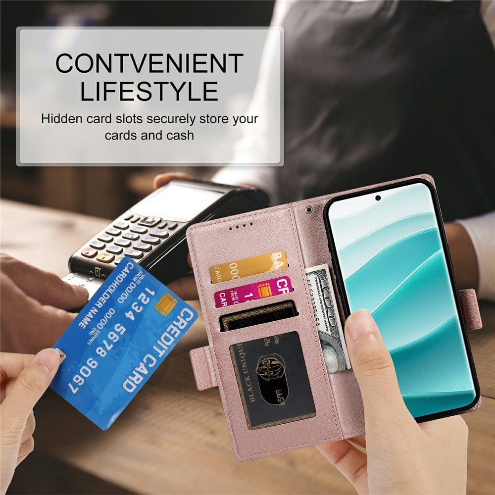 For Xiaomi Poco M8 Pro 5G / Redmi Note 15 Pro+ 5G (Global) Stand Case PU Leather Wallet Phone Cover - Rose Gold