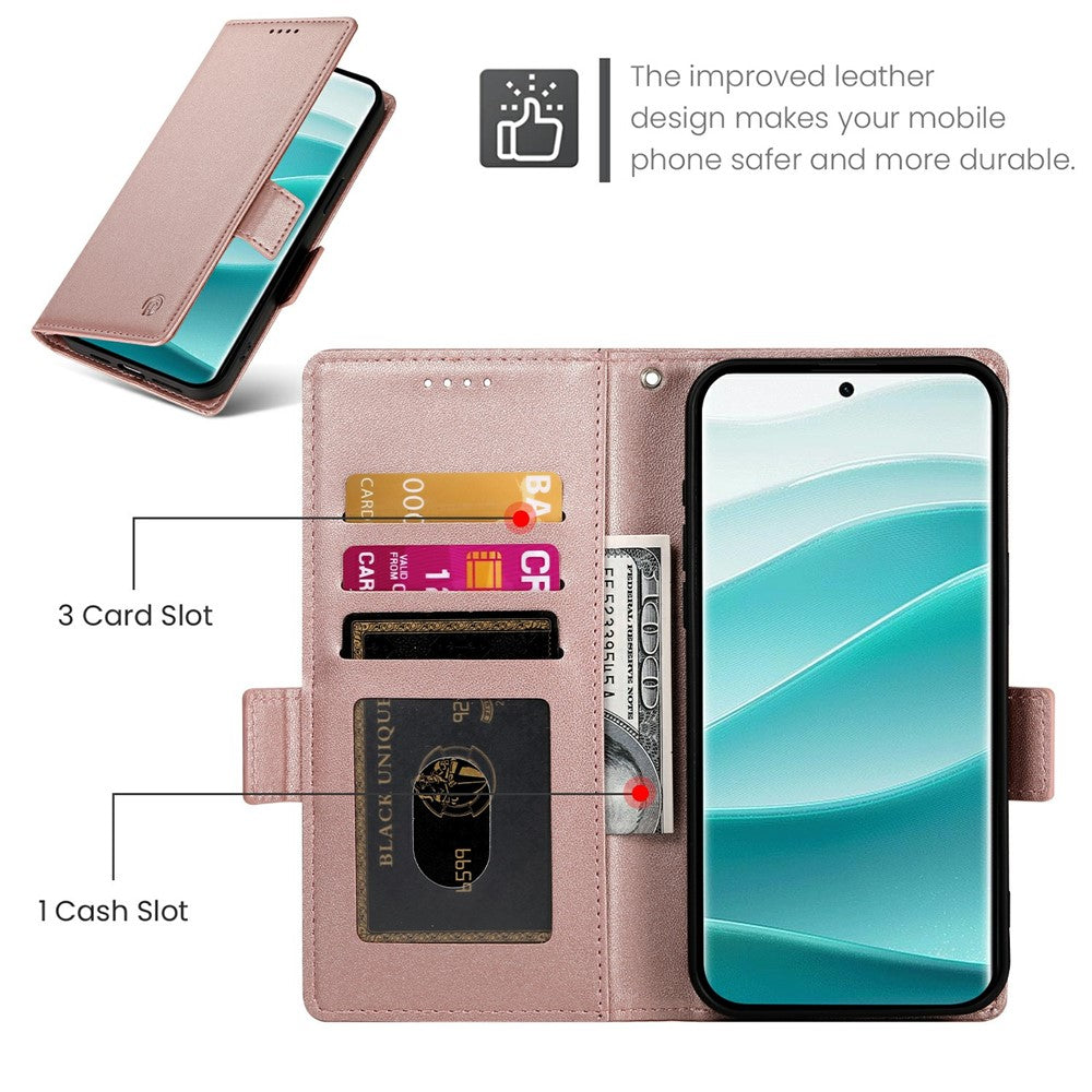For Xiaomi Poco M8 Pro 5G / Redmi Note 15 Pro+ 5G (Global) Stand Case PU Leather Wallet Phone Cover - Rose Gold