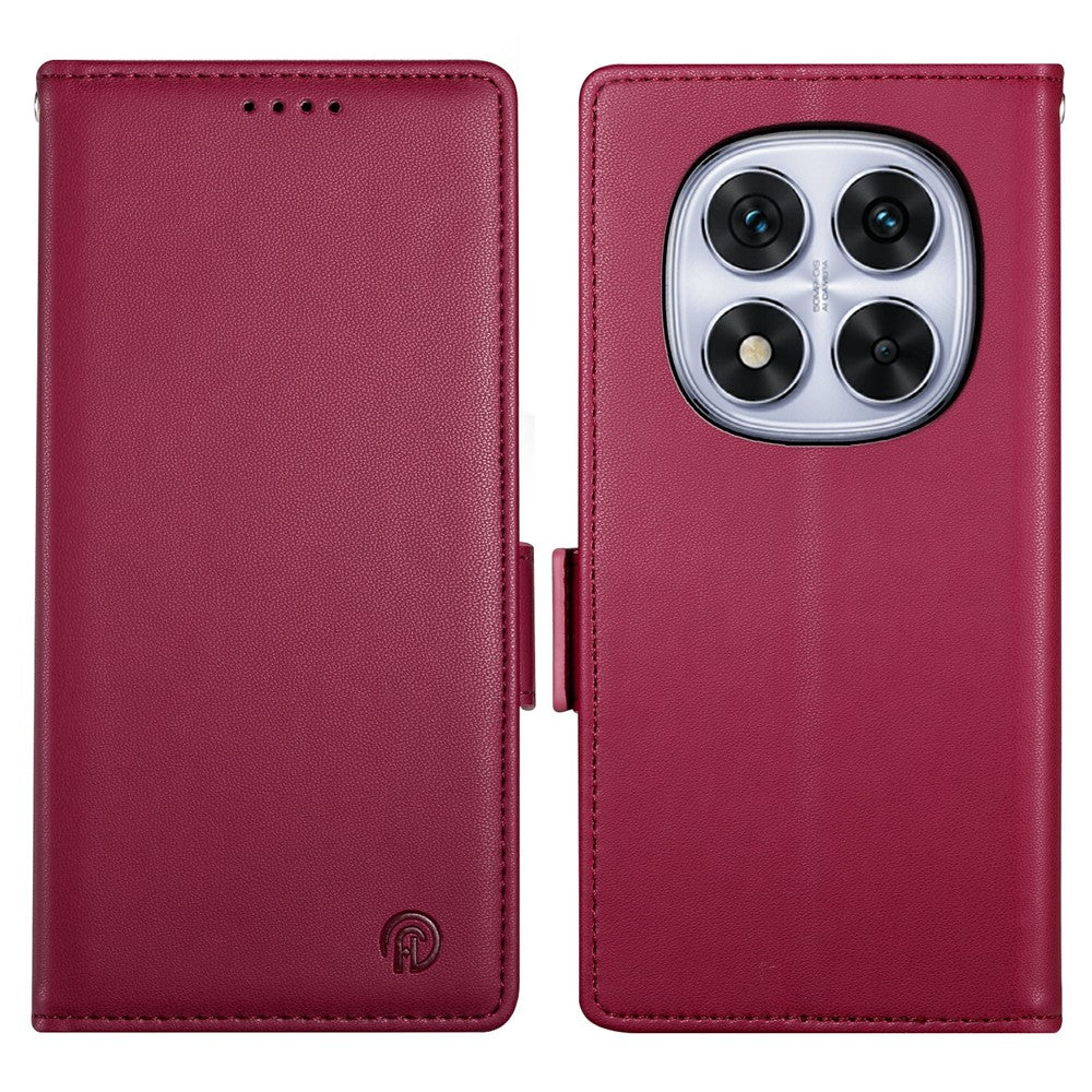 For Xiaomi Poco M8 Pro 5G / Redmi Note 15 Pro+ 5G (Global) Stand Case PU Leather Wallet Phone Cover - Wine Red