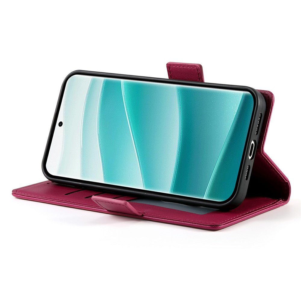 For Xiaomi Poco M8 Pro 5G / Redmi Note 15 Pro+ 5G (Global) Stand Case PU Leather Wallet Phone Cover - Wine Red