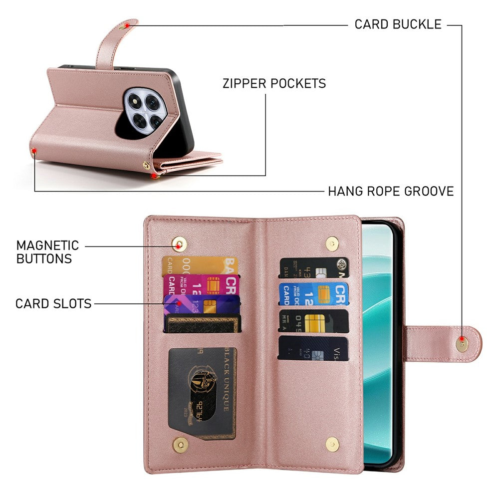 For Xiaomi Redmi Note 15 Pro 5G (Global) Case Zipper Pocket Wallet Leather Phone Cover with Straps - Pink