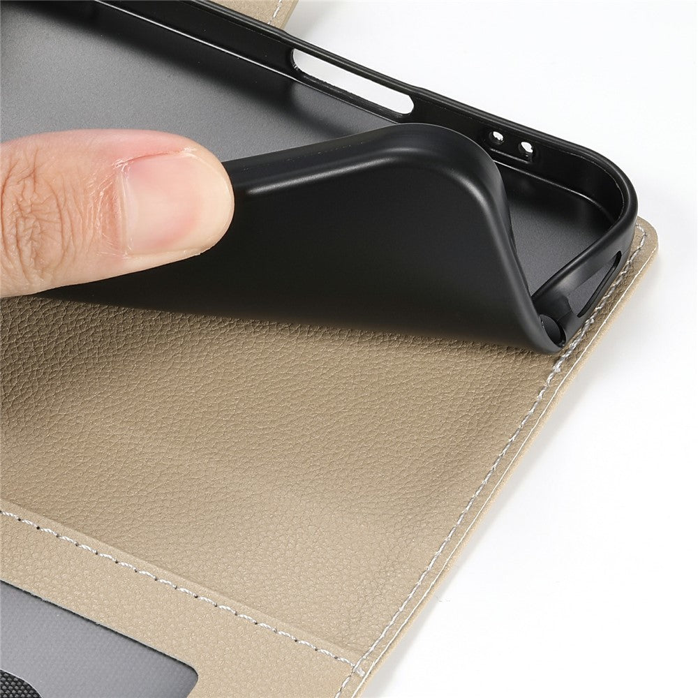 For Xiaomi Redmi Note 15 Pro 5G (Global) Case Magnetic Snap Litchi Texture Leather Wallet Phone Cover with Wrist Strap - Apricot