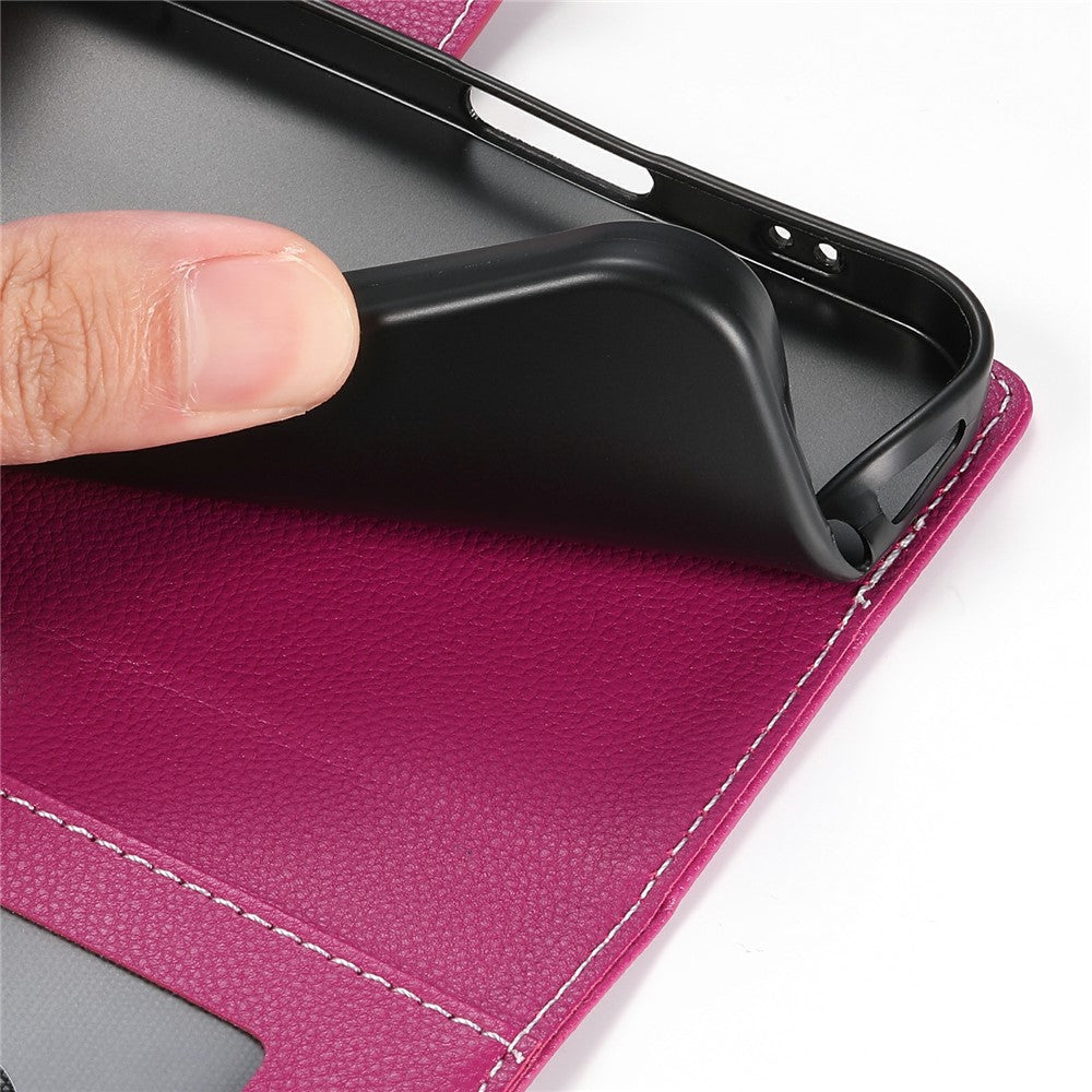 For Xiaomi Redmi Note 15 Pro 5G (Global) Case Magnetic Snap Litchi Texture Leather Wallet Phone Cover with Wrist Strap - Rose