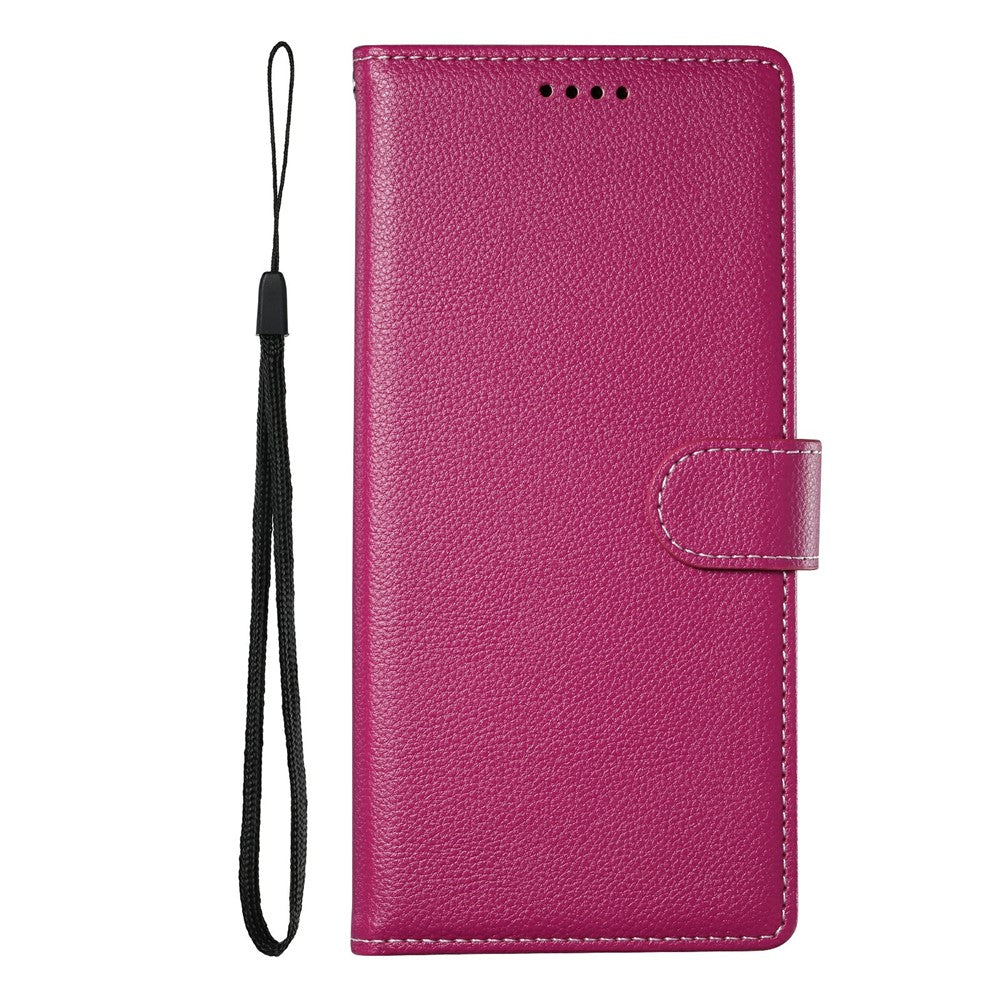 For Xiaomi Redmi Note 15 Pro 5G (Global) Case Magnetic Snap Litchi Texture Leather Wallet Phone Cover with Wrist Strap - Rose