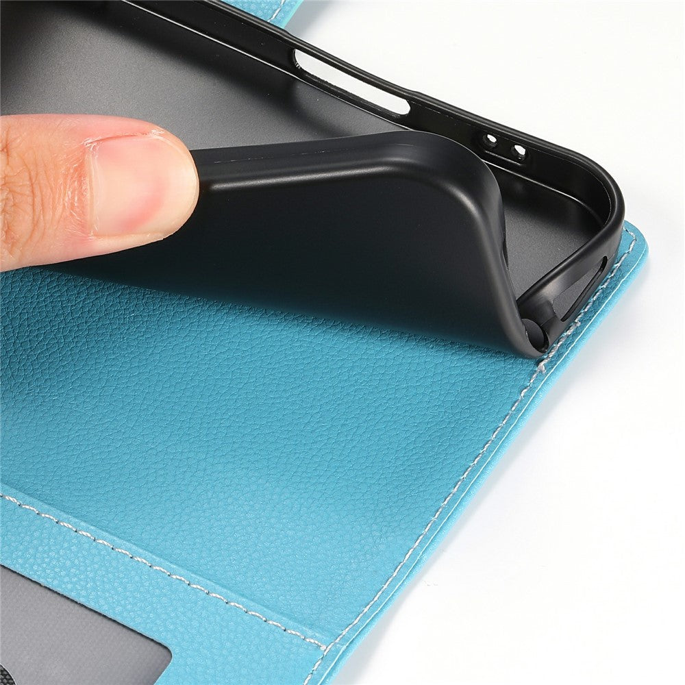 For Xiaomi Redmi Note 15 Pro 5G (Global) Case Magnetic Snap Litchi Texture Leather Wallet Phone Cover with Wrist Strap - Sky Blue