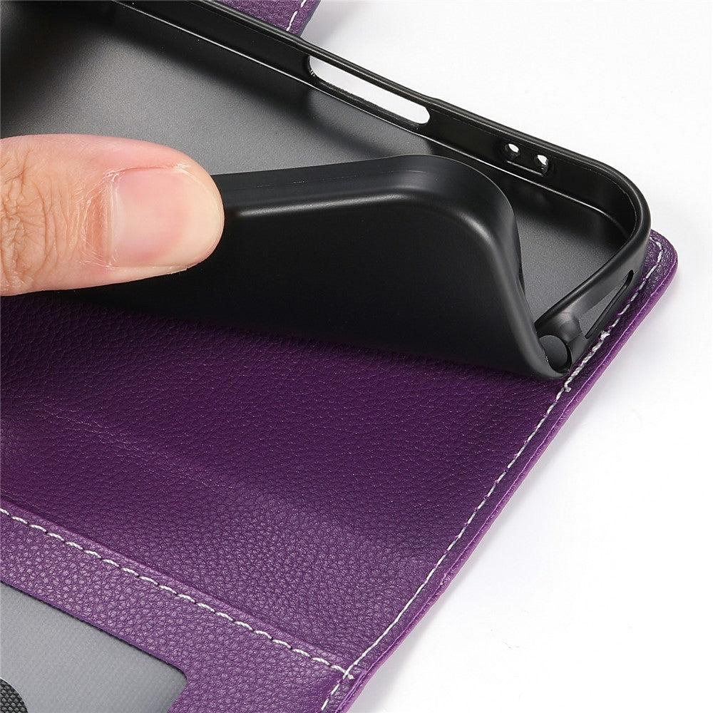For Xiaomi Poco M8 Pro 5G / Redmi Note 15 Pro+ 5G (Global) Case Magnetic Snap Litchi Texture Leather Wallet Phone Cover with Wrist Strap - Purple