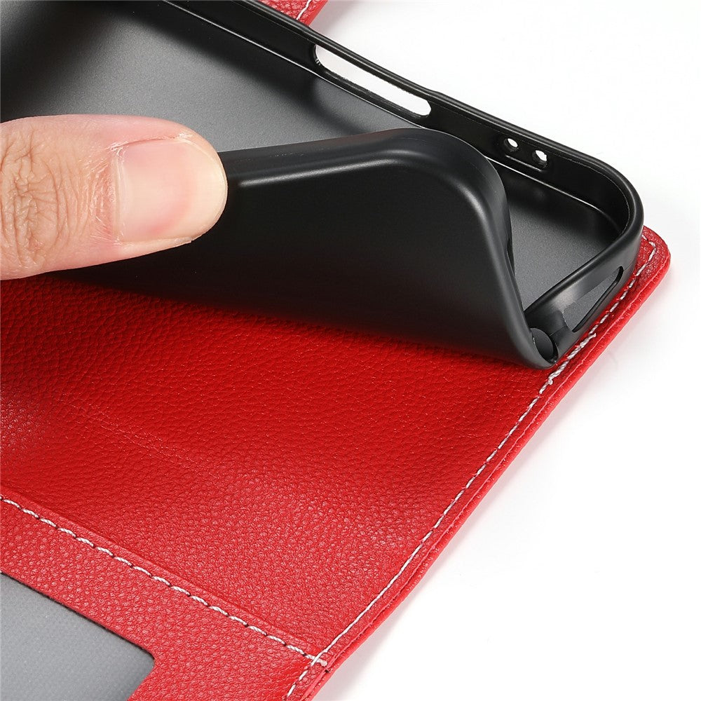 For Xiaomi Poco M8 Pro 5G / Redmi Note 15 Pro+ 5G (Global) Case Magnetic Snap Litchi Texture Leather Wallet Phone Cover with Wrist Strap - Red