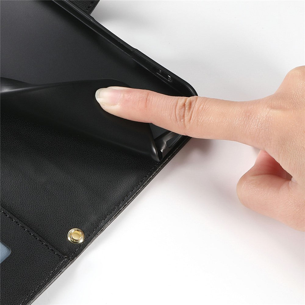 For Xiaomi Redmi Note 15 Pro 5G (Global) Wallet Case Rhombus Stitching Stand Leather Phone Cover with Long  /  Short Strap - Black
