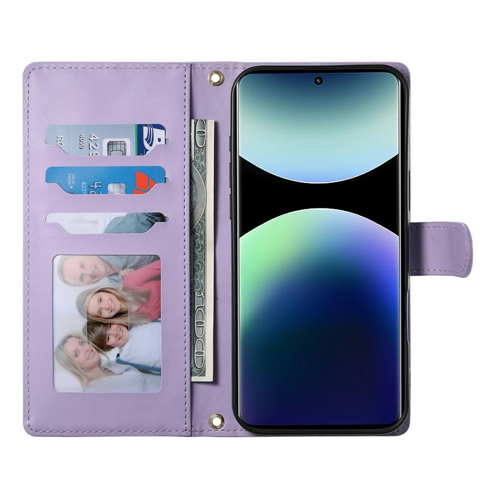 For Xiaomi Poco M8 Pro 5G / Redmi Note 15 Pro+ 5G (Global) Wallet Case Rhombus Stitching Stand Leather Phone Cover with Long  /  Short Strap - Purple