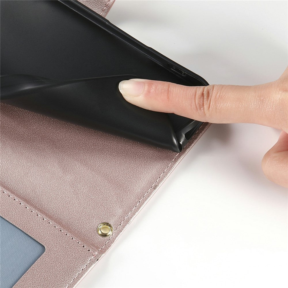For Xiaomi Poco M8 Pro 5G / Redmi Note 15 Pro+ 5G (Global) Wallet Case Rhombus Stitching Stand Leather Phone Cover with Long  /  Short Strap - Rose Gold
