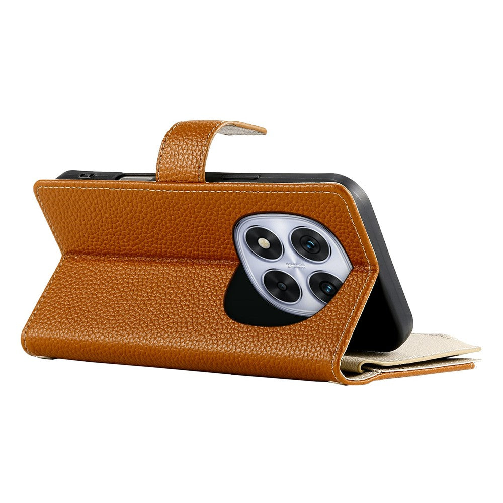 For Xiaomi Redmi Note 15 Pro 5G (Global) Case Zipper Wallet Color Splicing Leather Flip Phone Cover with Straps - Brown