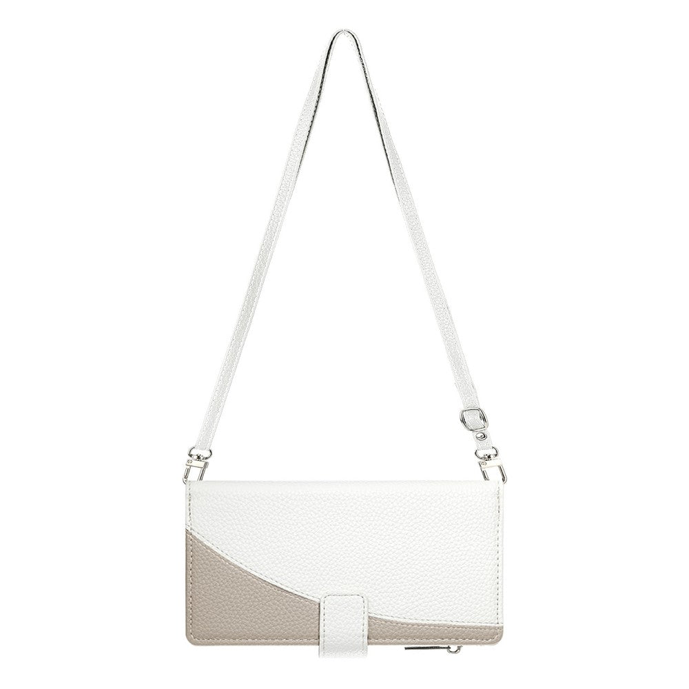 For Xiaomi Redmi Note 15 Pro 5G (Global) Case Zipper Wallet Color Splicing Leather Flip Phone Cover with Straps - White