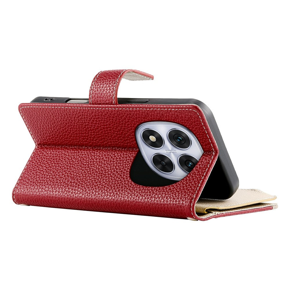 For Xiaomi Poco M8 Pro 5G / Redmi Note 15 Pro+ 5G (Global) Case Zipper Wallet Color Splicing Leather Flip Phone Cover with Straps - Red