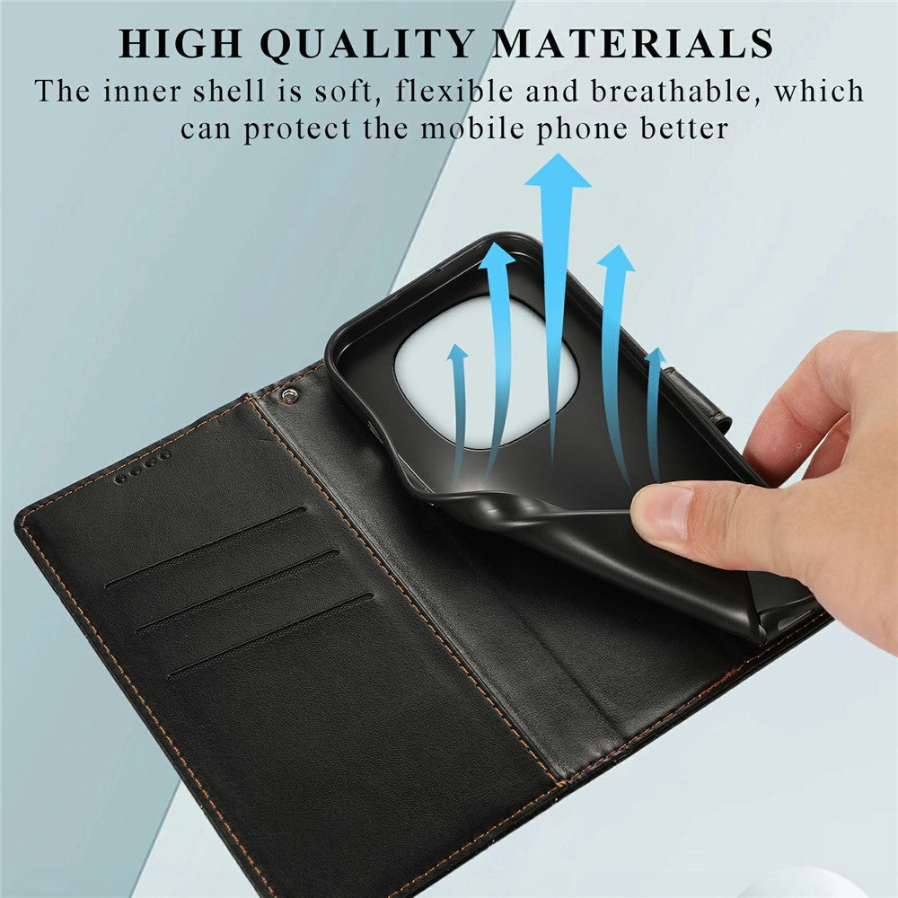 For Xiaomi Redmi Note 15 Pro 5G (Global) Phone Case Line Imprint Leather Wallet Cover with Wrist Strap - Black