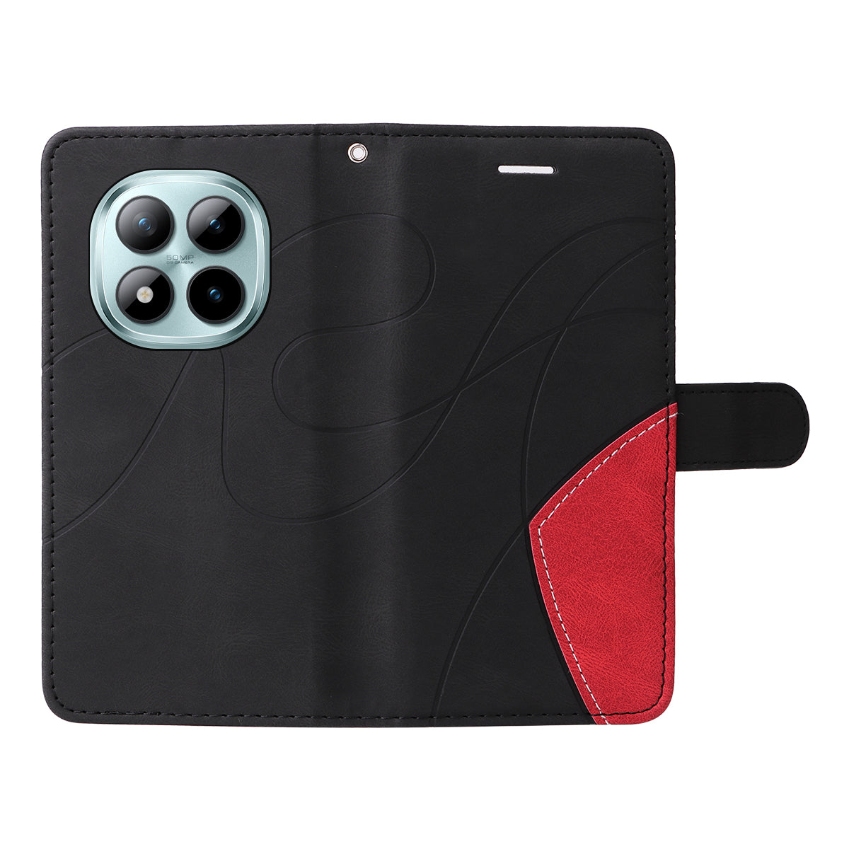For Xiaomi Poco M8 Pro 5G / Redmi Note 15 Pro+ 5G (Global) Leather Phone Case Stand Wallet with Bi-colour Splicing Design - Black