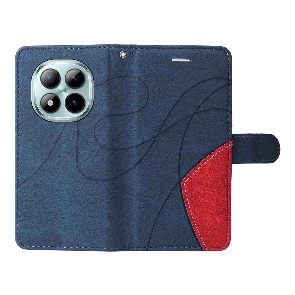 For Xiaomi Poco M8 Pro 5G / Redmi Note 15 Pro+ 5G (Global) Leather Phone Case Stand Wallet with Bi-colour Splicing Design - Blue