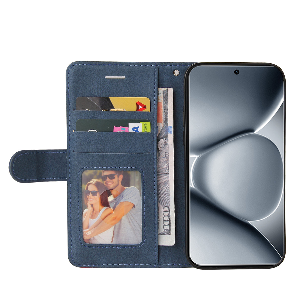 For Xiaomi Poco M8 Pro 5G / Redmi Note 15 Pro+ 5G (Global) Leather Phone Case Stand Wallet with Bi-colour Splicing Design - Blue