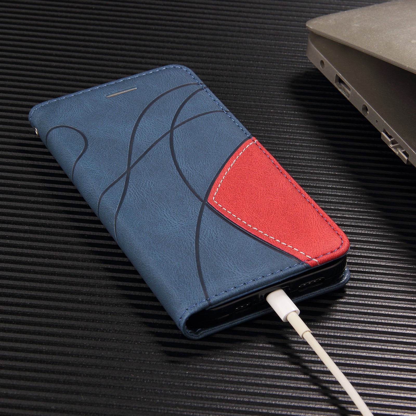 For Xiaomi Poco M8 Pro 5G / Redmi Note 15 Pro+ 5G (Global) Leather Phone Case Stand Wallet with Bi-colour Splicing Design - Blue