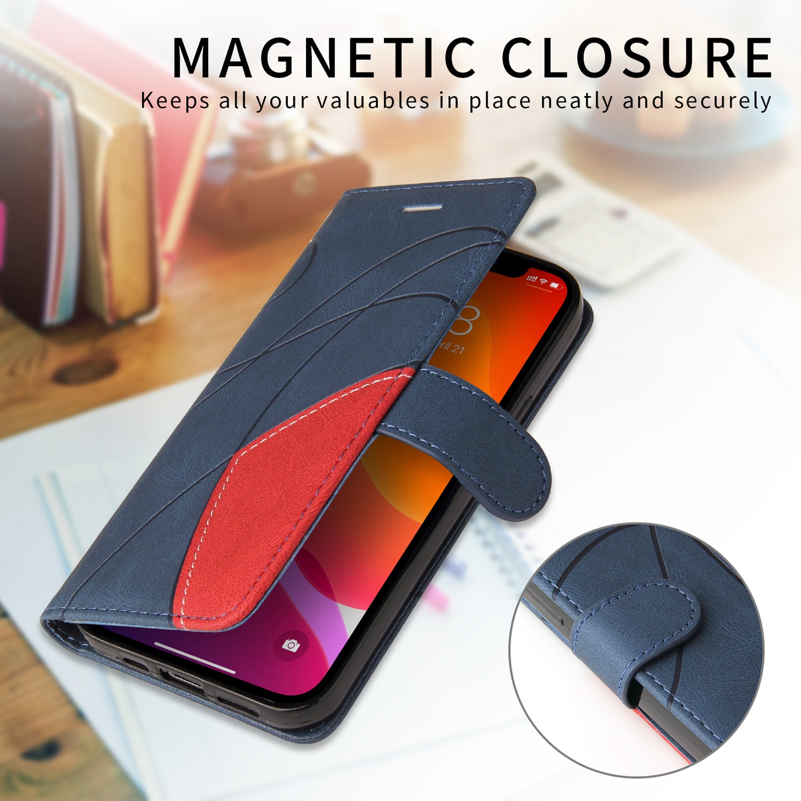 For Xiaomi Poco M8 Pro 5G / Redmi Note 15 Pro+ 5G (Global) Leather Phone Case Stand Wallet with Bi-colour Splicing Design - Blue