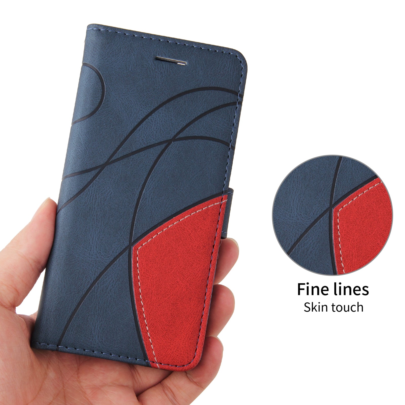 For Xiaomi Poco M8 Pro 5G / Redmi Note 15 Pro+ 5G (Global) Leather Phone Case Stand Wallet with Bi-colour Splicing Design - Blue