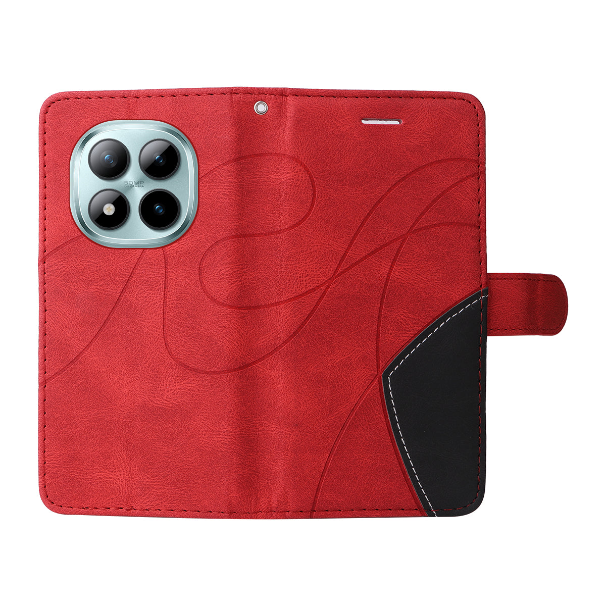 For Xiaomi Poco M8 Pro 5G / Redmi Note 15 Pro+ 5G (Global) Leather Phone Case Stand Wallet with Bi-colour Splicing Design - Red