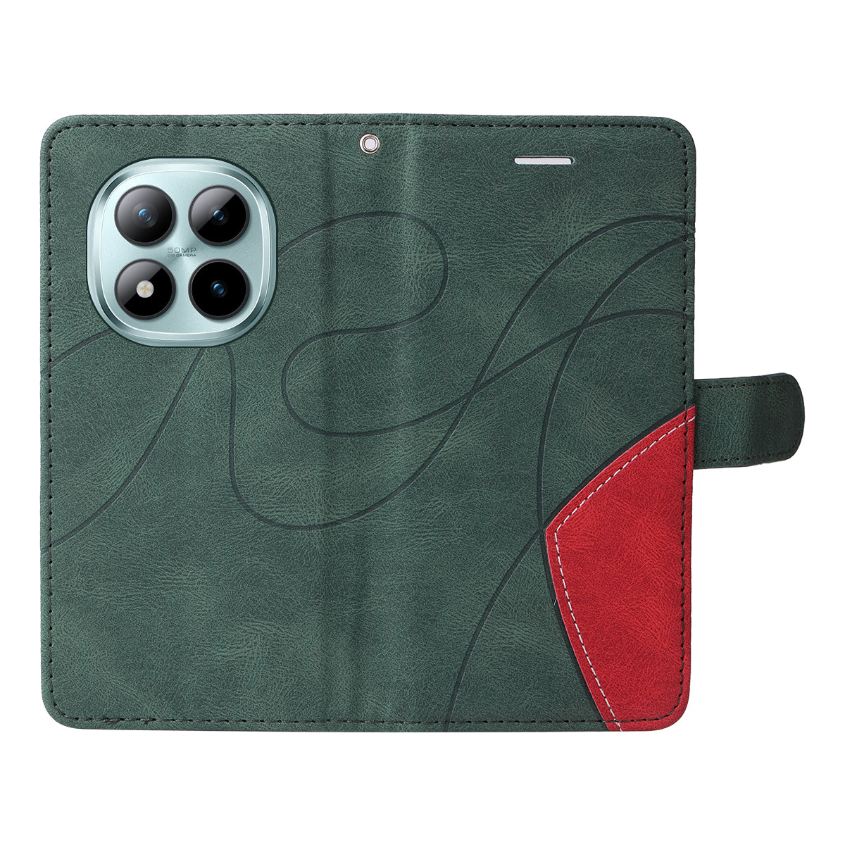 For Xiaomi Poco M8 Pro 5G / Redmi Note 15 Pro+ 5G (Global) Leather Phone Case Stand Wallet with Bi-colour Splicing Design - Green