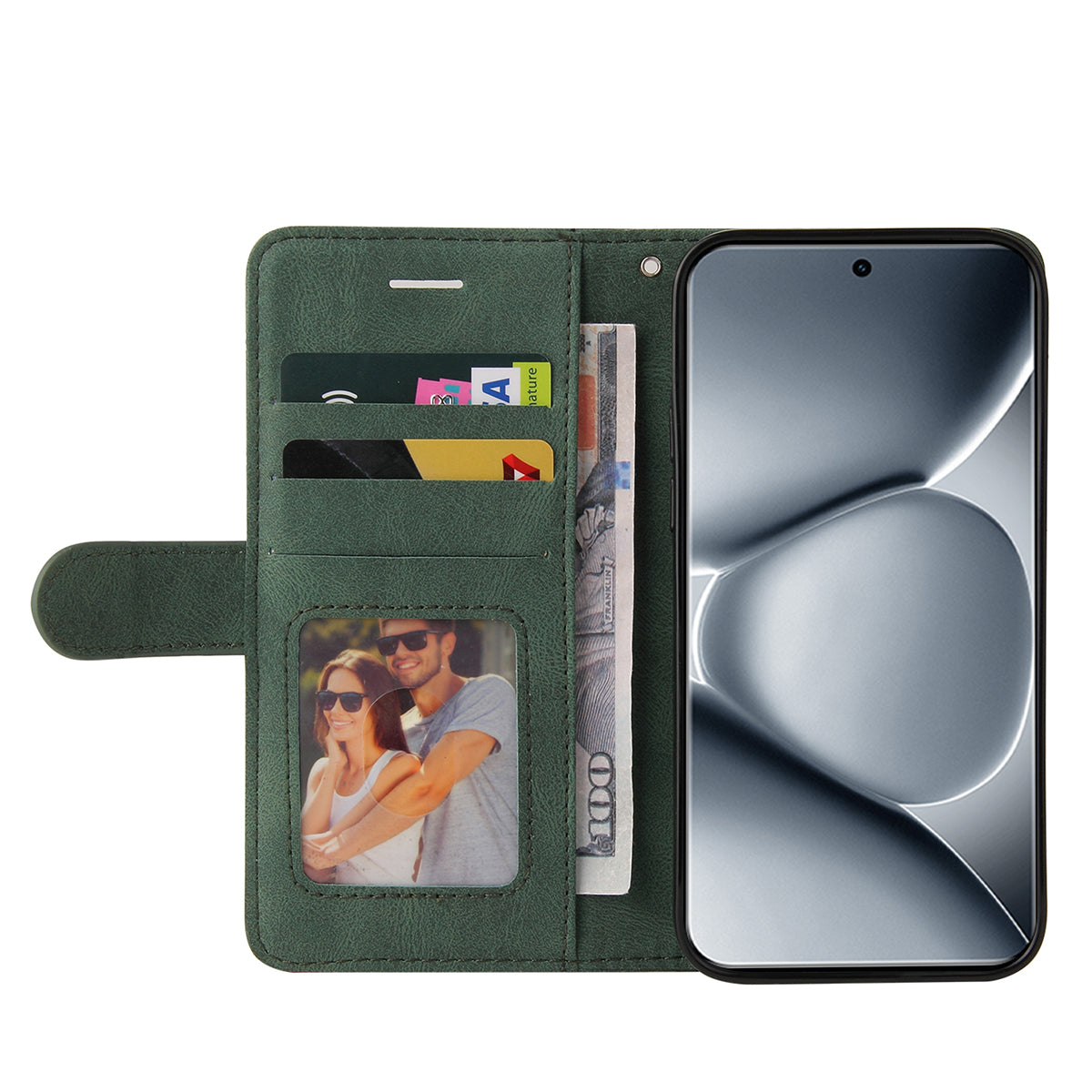 For Xiaomi Poco M8 Pro 5G / Redmi Note 15 Pro+ 5G (Global) Leather Phone Case Stand Wallet with Bi-colour Splicing Design - Green