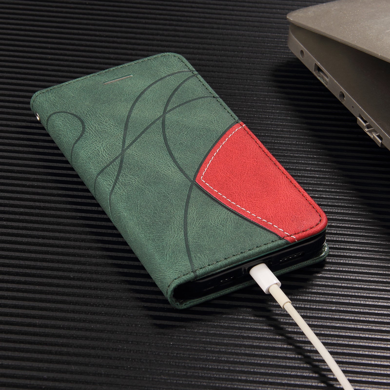 For Xiaomi Poco M8 Pro 5G / Redmi Note 15 Pro+ 5G (Global) Leather Phone Case Stand Wallet with Bi-colour Splicing Design - Green