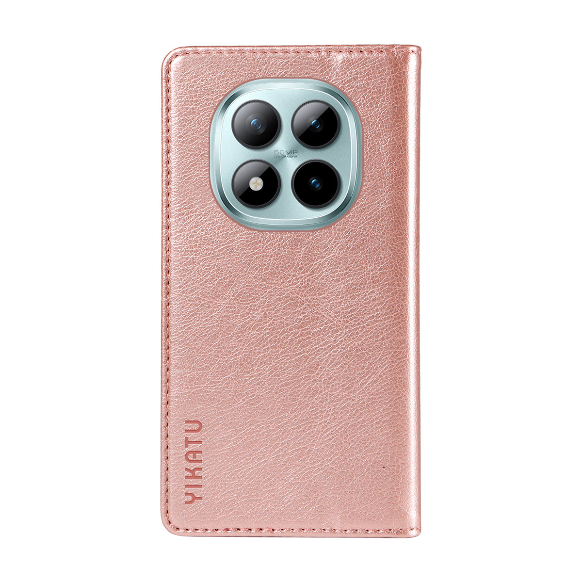 For Xiaomi Poco M8 Pro 5G / Redmi Note 15 Pro+ 5G (Global) Wallet Case YIKATU YK-006 Magnetic Closure Leather Phone Cover Litchi Texture - Rose Gold