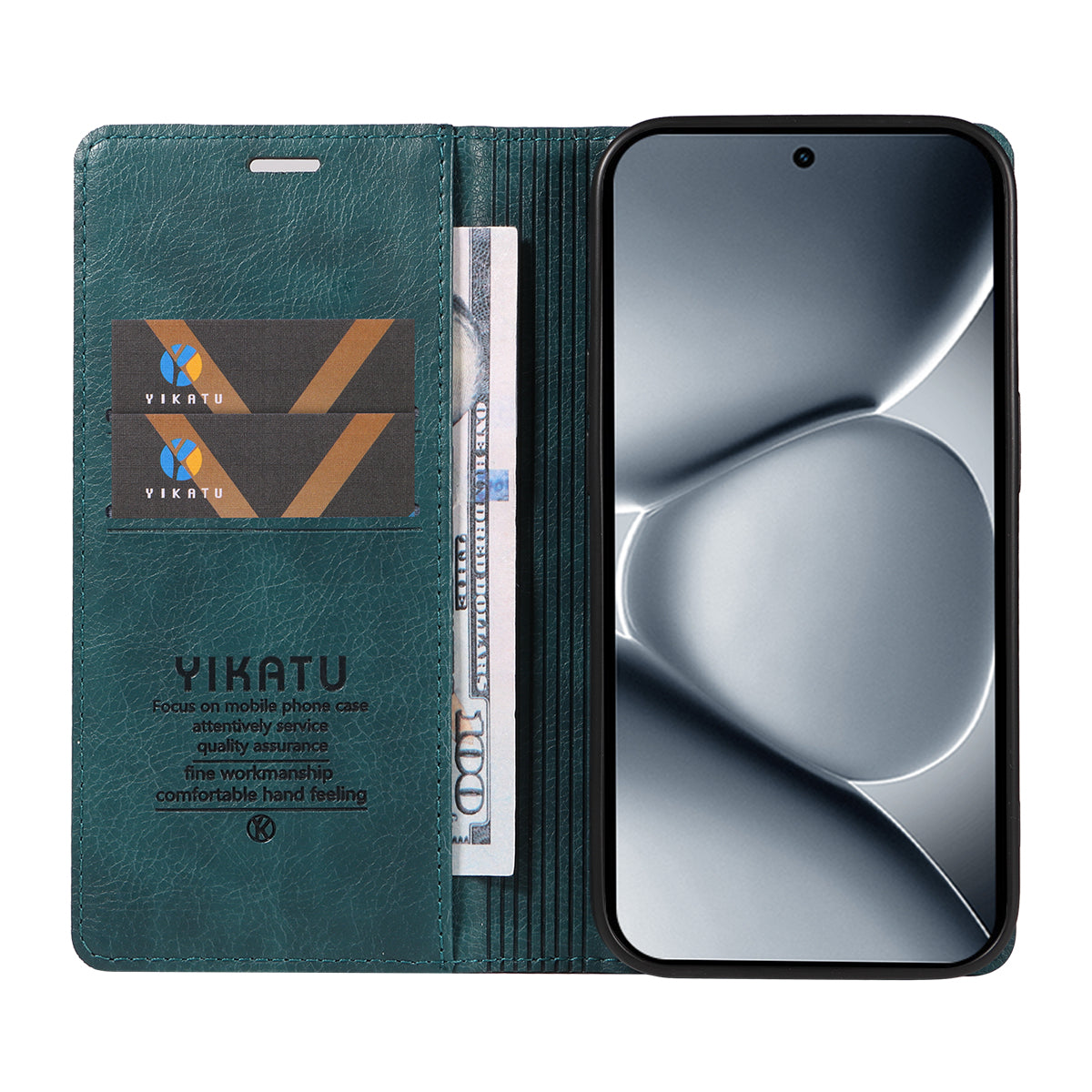 For Xiaomi Poco M8 Pro 5G / Redmi Note 15 Pro+ 5G (Global) Wallet Case YIKATU YK-006 Magnetic Closure Leather Phone Cover Litchi Texture - Blue