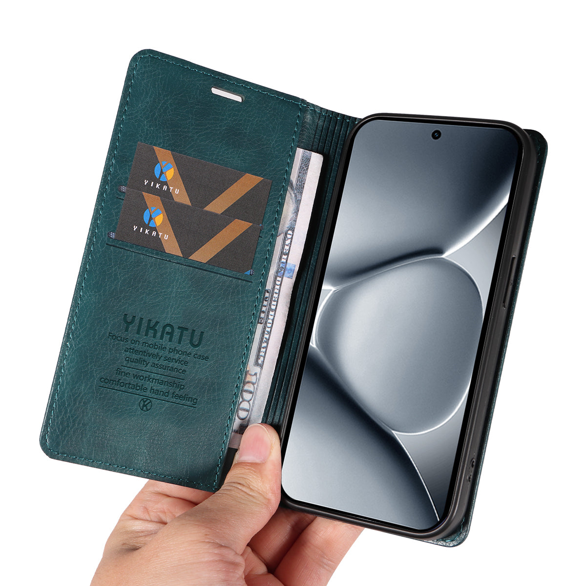 For Xiaomi Poco M8 Pro 5G / Redmi Note 15 Pro+ 5G (Global) Wallet Case YIKATU YK-006 Magnetic Closure Leather Phone Cover Litchi Texture - Blue