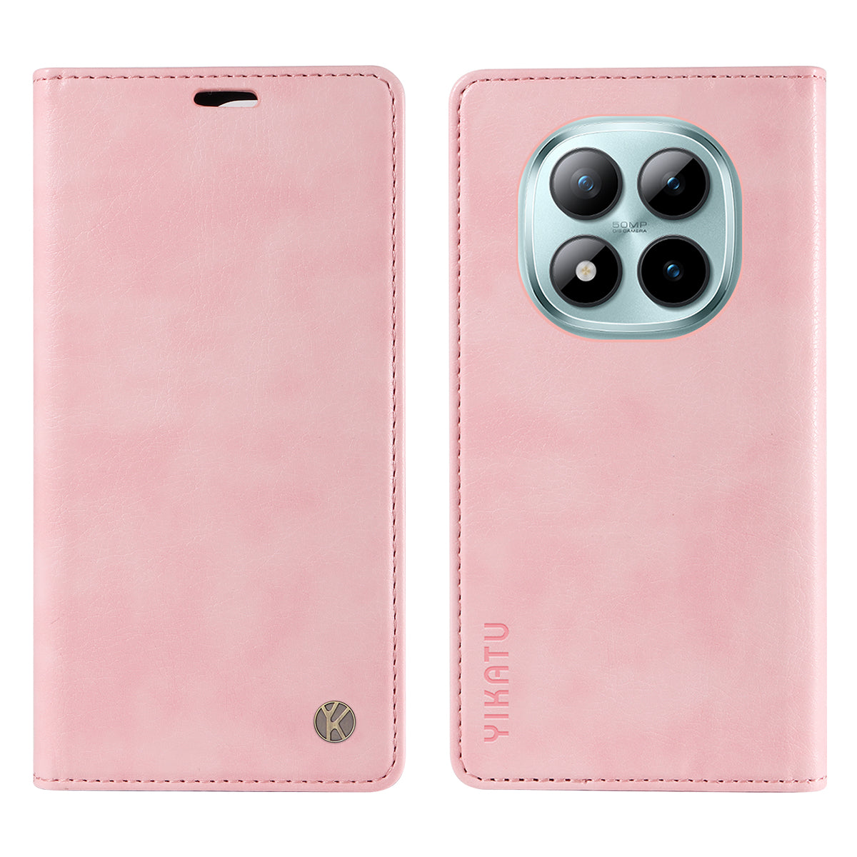For Xiaomi Poco M8 Pro 5G / Redmi Note 15 Pro+ 5G (Global) Wallet Case YIKATU YK-006 Magnetic Closure Leather Phone Cover Litchi Texture - Pink