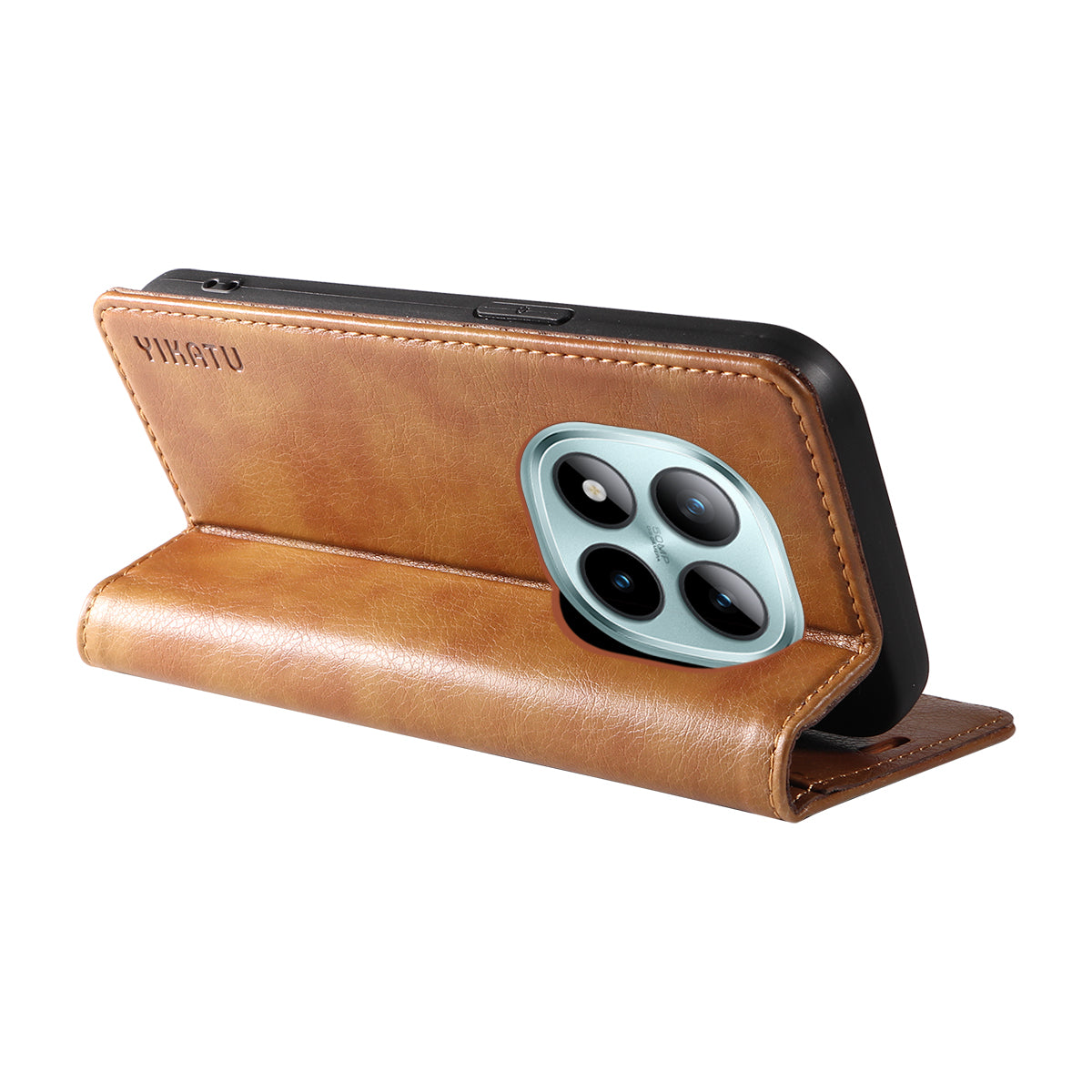 For Xiaomi Poco M8 Pro 5G / Redmi Note 15 Pro+ 5G (Global) Wallet Case YIKATU YK-006 Magnetic Closure Leather Phone Cover Litchi Texture -  Brown