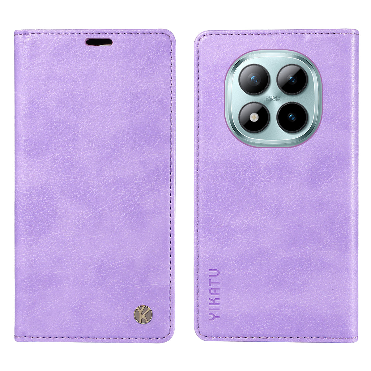 For Xiaomi Poco M8 Pro 5G / Redmi Note 15 Pro+ 5G (Global) Wallet Case YIKATU YK-006 Magnetic Closure Leather Phone Cover Litchi Texture - Purple