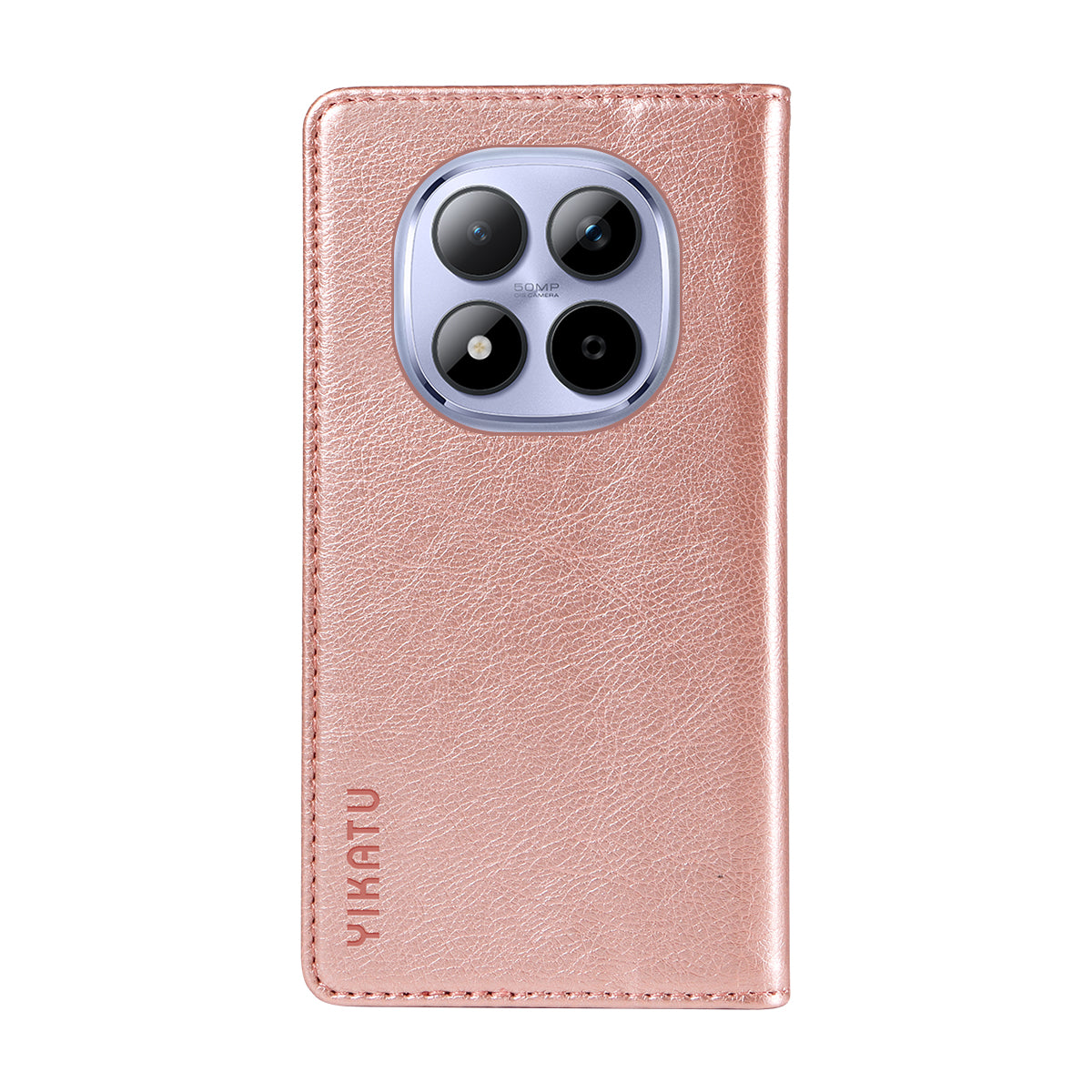 For Xiaomi Redmi Note 15 Pro 5G (Global) Wallet Case YIKATU YK-006 Magnetic Closure Leather Phone Cover Litchi Texture - Rose Gold