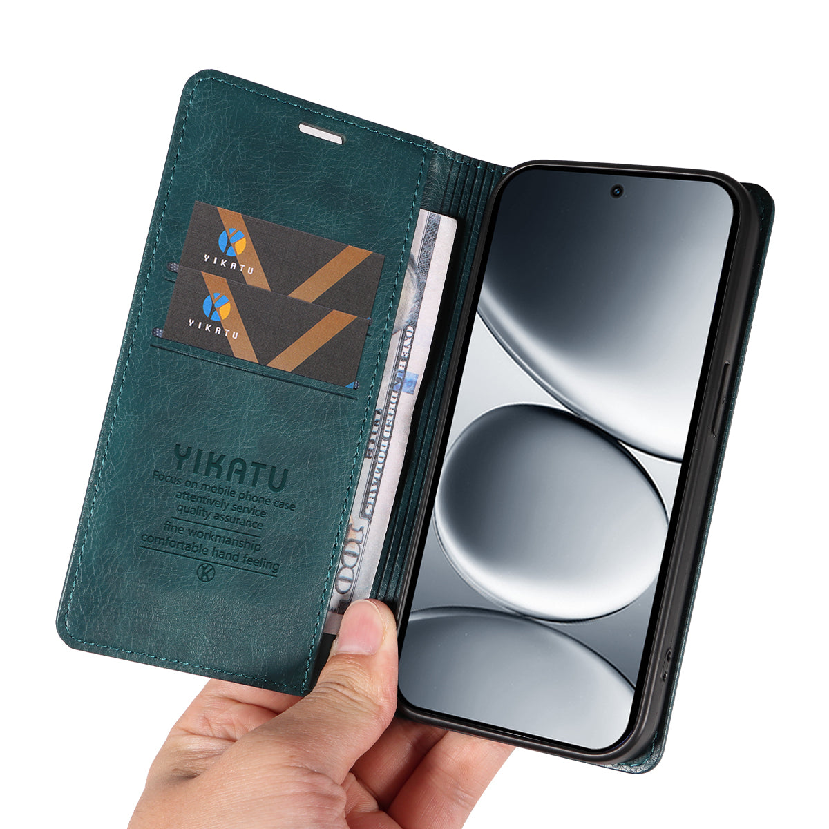 For Xiaomi Redmi Note 15 Pro 5G (Global) Wallet Case YIKATU YK-006 Magnetic Closure Leather Phone Cover Litchi Texture - Blue