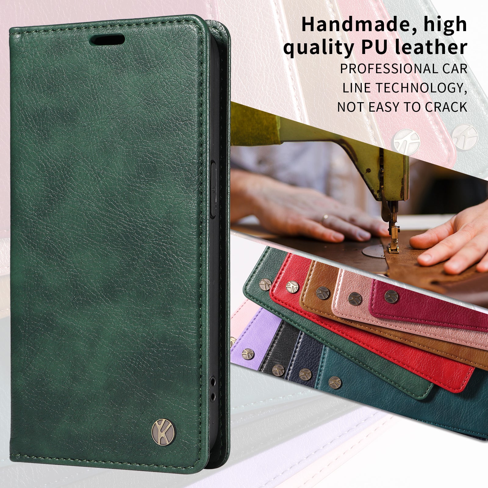 For Xiaomi Redmi Note 15 Pro 5G (Global) Wallet Case YIKATU YK-006 Magnetic Closure Leather Phone Cover Litchi Texture -  Green