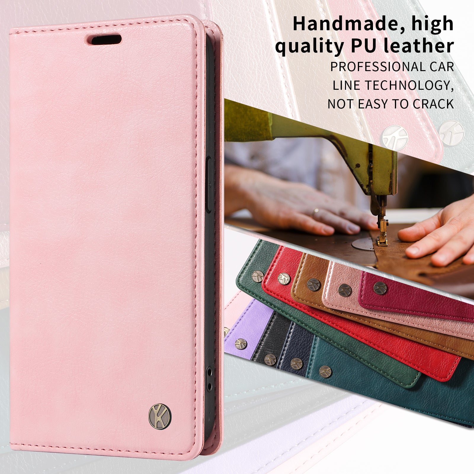 For Xiaomi Redmi Note 15 Pro 5G (Global) Wallet Case YIKATU YK-006 Magnetic Closure Leather Phone Cover Litchi Texture - Pink