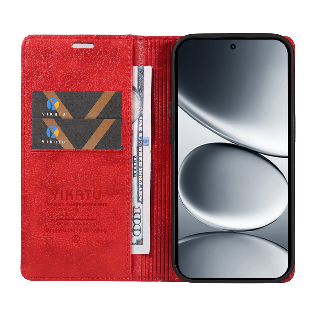 For Xiaomi Redmi Note 15 Pro 5G (Global) Wallet Case YIKATU YK-006 Magnetic Closure Leather Phone Cover Litchi Texture - Red