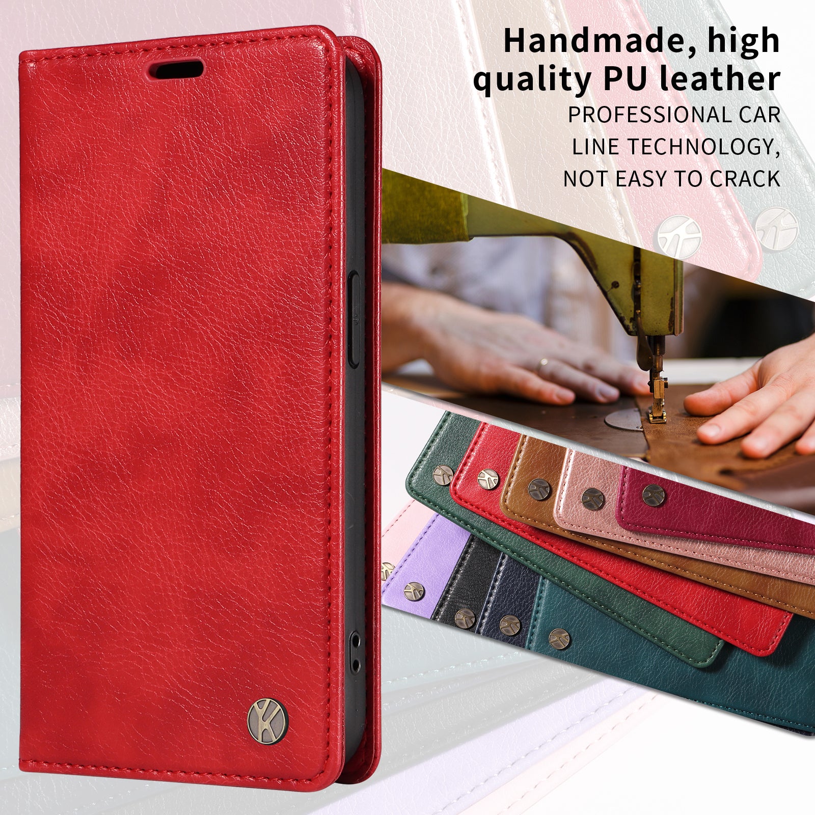 For Xiaomi Redmi Note 15 Pro 5G (Global) Wallet Case YIKATU YK-006 Magnetic Closure Leather Phone Cover Litchi Texture - Red