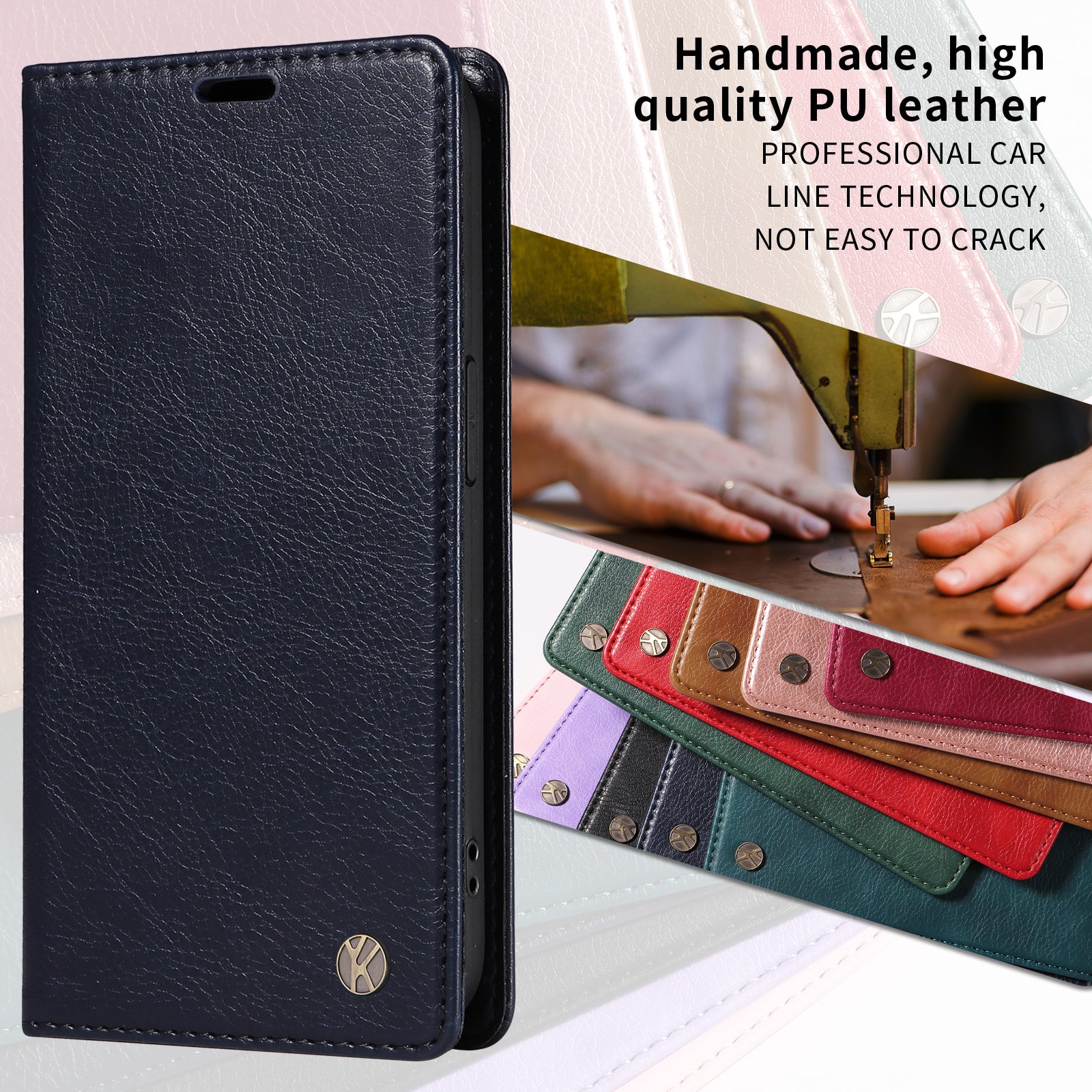 For Xiaomi Redmi Note 15 Pro 5G (Global) Wallet Case YIKATU YK-006 Magnetic Closure Leather Phone Cover Litchi Texture - Navy Blue