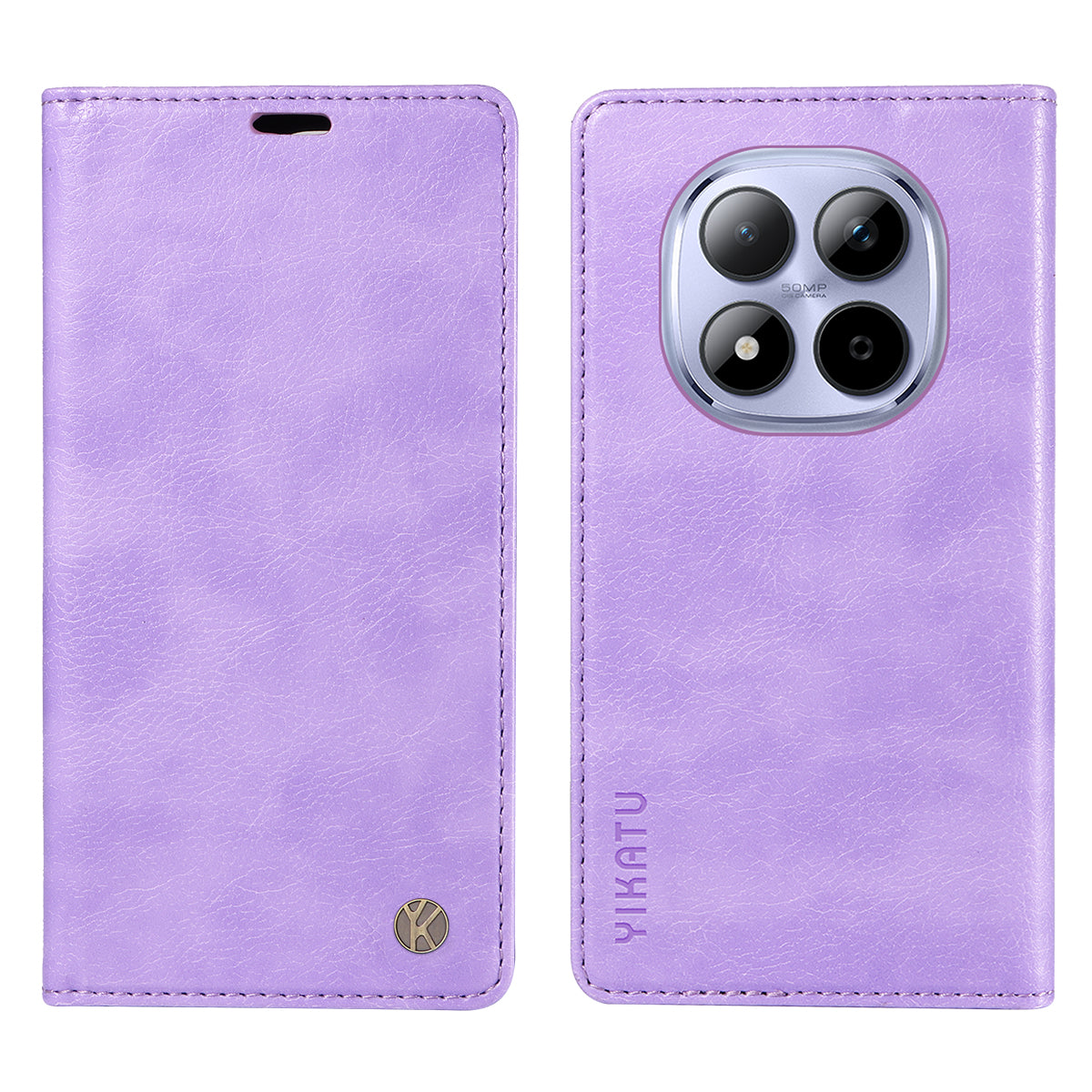 For Xiaomi Redmi Note 15 Pro 5G (Global) Wallet Case YIKATU YK-006 Magnetic Closure Leather Phone Cover Litchi Texture - Purple